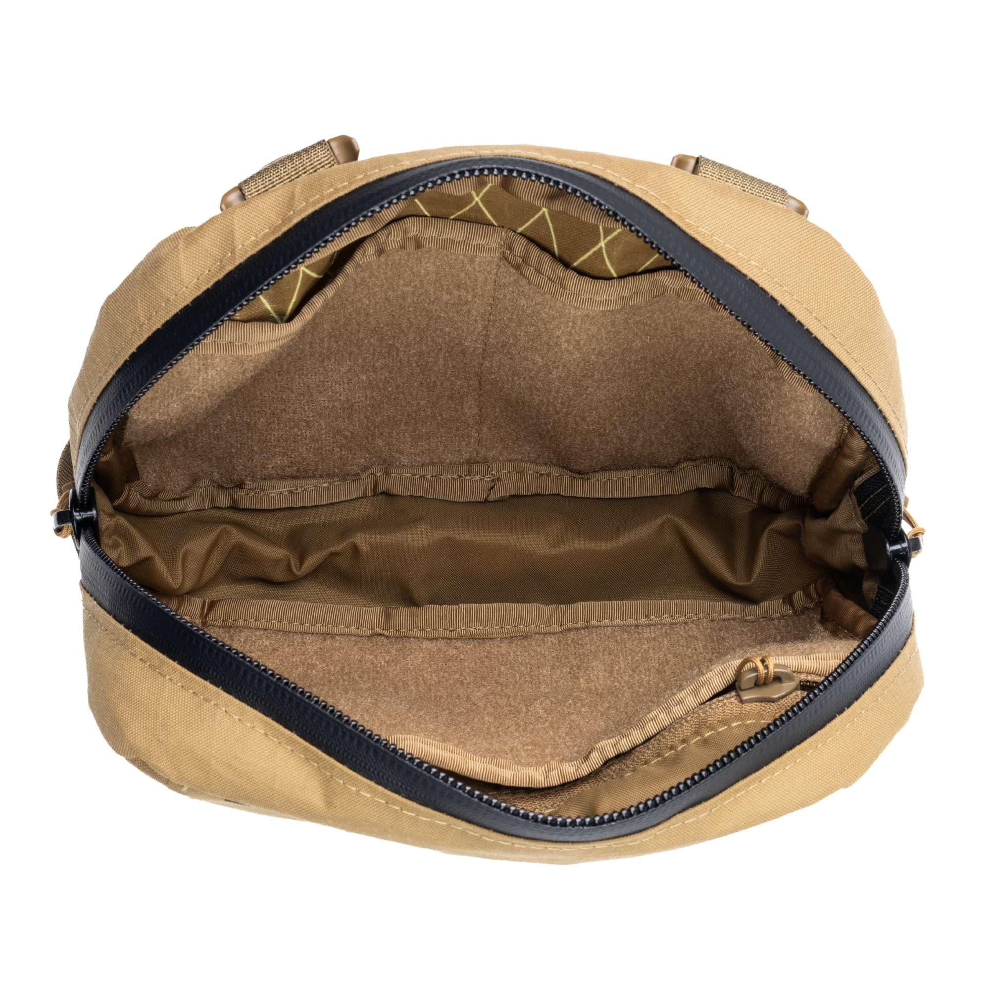 Inside of the FHF Gear chest rig with dark brown zipper
