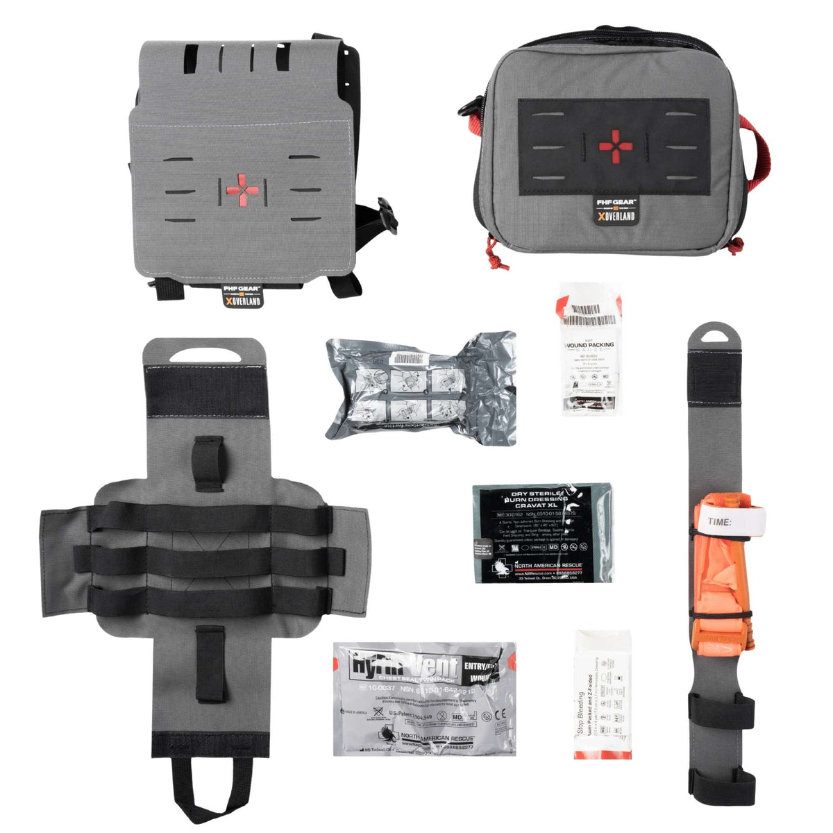 Flex Med Kit in grey and NAR Vehicle Med Kit inputs on a white background.