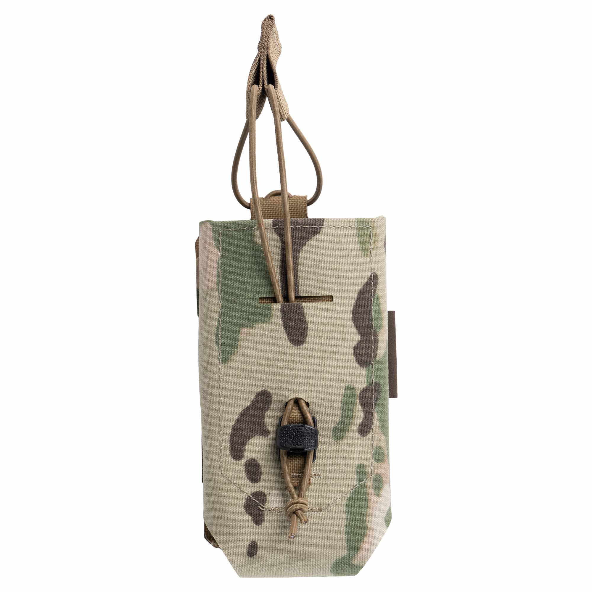 Camouflage radio pouch with a strap on a white background