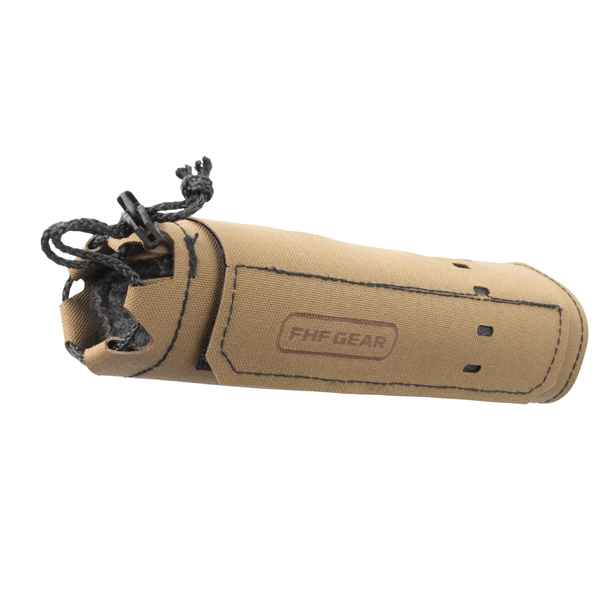 Coyote brown suppressor cover with black end and FHF GEAR branding.