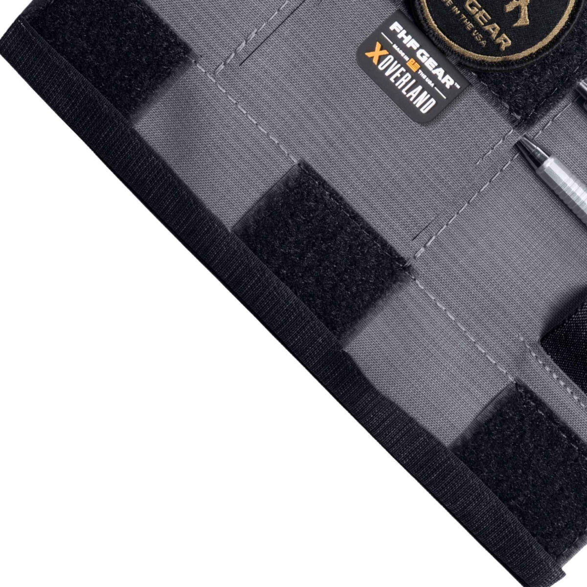 Grey The Hoizon hook and loop attachment system in black, it has FHF XOVERLAND brnading above.