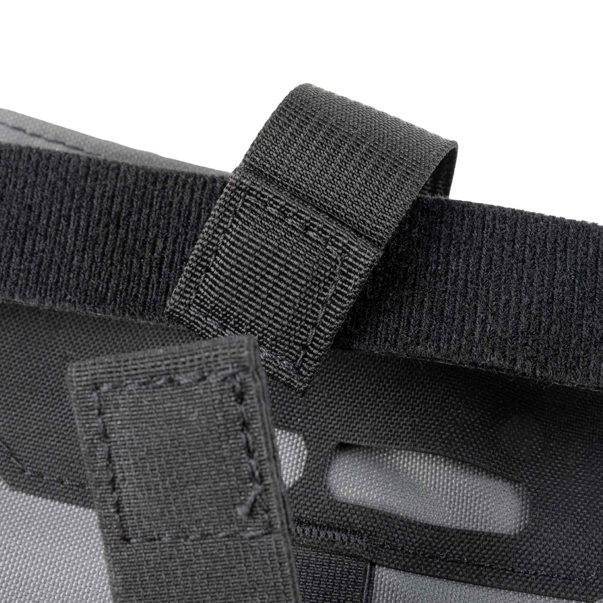 Close up shot of the black velcro hook and loop.