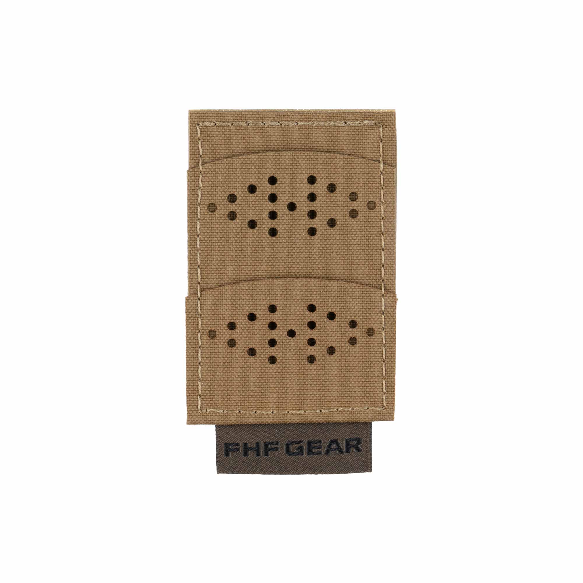 Brown diaphragm call holder with FHF Gear tag